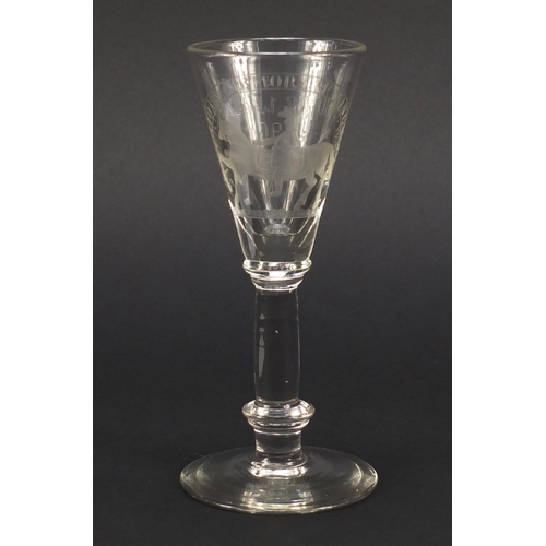 79 - 19th century wine glass commemorating King William III's victory at Boyne Northern Ireland in 1690, ... 