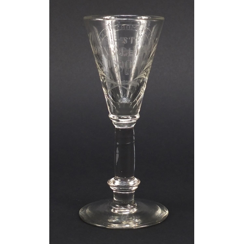 79 - 19th century wine glass commemorating King William III's victory at Boyne Northern Ireland in 1690, ... 