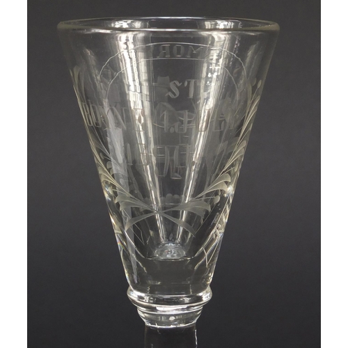 79 - 19th century wine glass commemorating King William III's victory at Boyne Northern Ireland in 1690, ... 