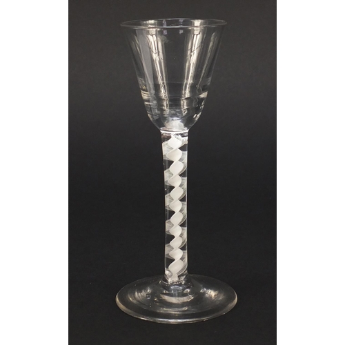 4 - 18th century Lynn wine glass with opaque twist stem, 15.5cm high