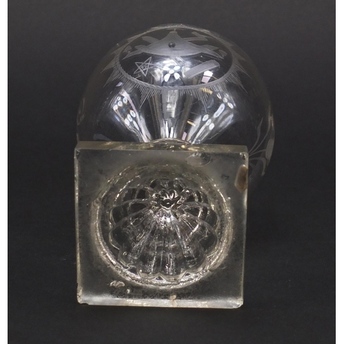 329 - Early 19th century masonic interest glass rummer with engraved bowl, 14cm high