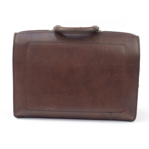 1358 - Vintage brown leather Cheney doctors bag, 44cm wide