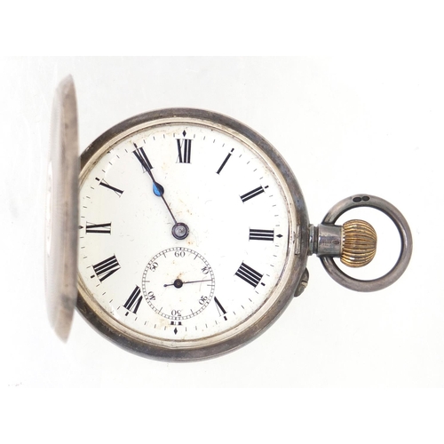 1063 - Gentlemen's silver full hunter pocket watch with enamel dial