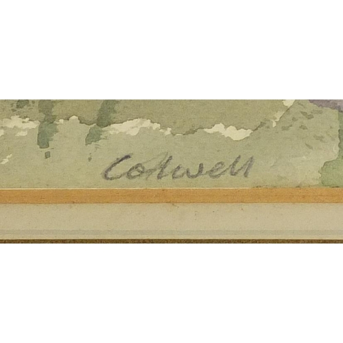 544 - Colwell - Continental landscape, watercolour, inscribed verso, mounted, framed and glazed, 35cm x 28... 