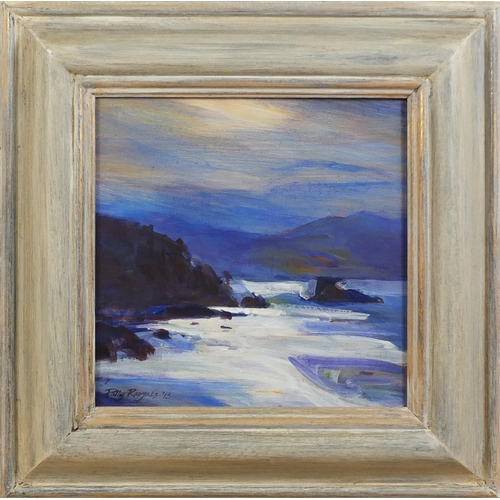 704 - Polly Raynes - Sun reflections, acrylic on board, framed, 21.5cm x 21.5cm