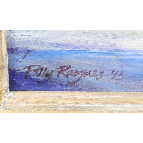 704 - Polly Raynes - Sun reflections, acrylic on board, framed, 21.5cm x 21.5cm