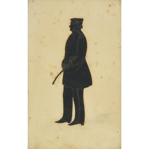 991 - Royal Naval Captain Underwood black framed silhouette of him and his wife, in earlier and latter yea... 