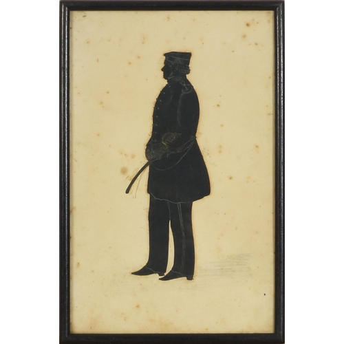 991 - Royal Naval Captain Underwood black framed silhouette of him and his wife, in earlier and latter yea... 