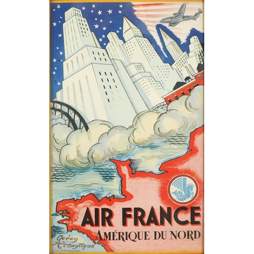 1425 - Seven Air France miniature posters including Orient Extreme, Paris to London, Europe Air France, eac... 