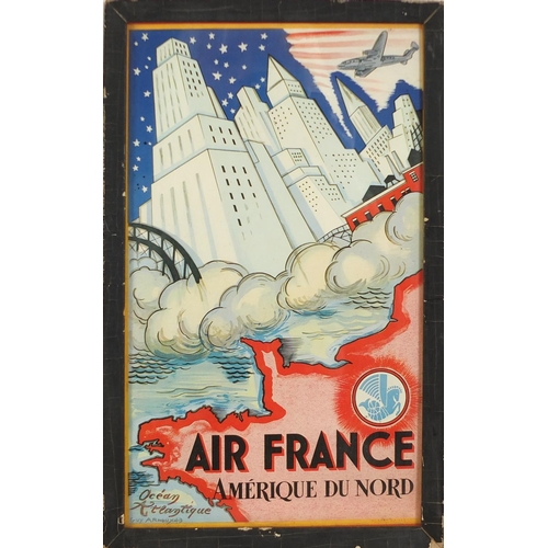 1425 - Seven Air France miniature posters including Orient Extreme, Paris to London, Europe Air France, eac... 