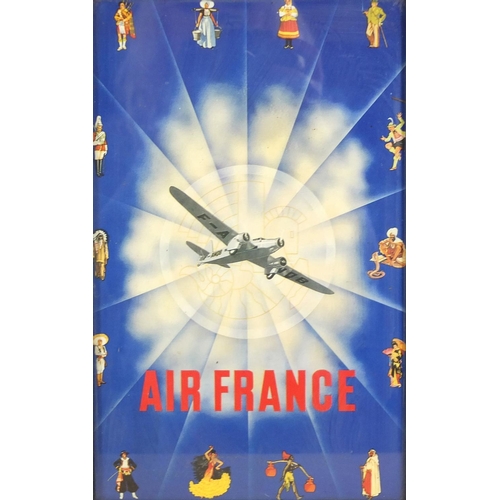 1425 - Seven Air France miniature posters including Orient Extreme, Paris to London, Europe Air France, eac... 