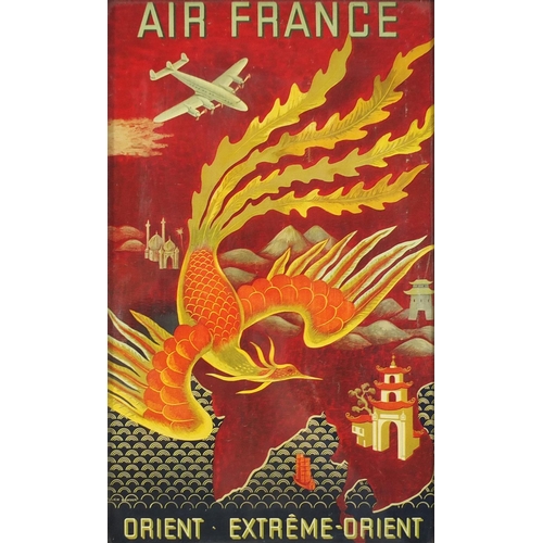 1425 - Seven Air France miniature posters including Orient Extreme, Paris to London, Europe Air France, eac... 