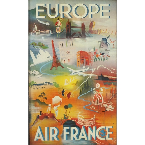 1425 - Seven Air France miniature posters including Orient Extreme, Paris to London, Europe Air France, eac... 