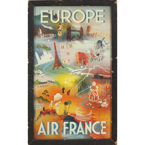 1425 - Seven Air France miniature posters including Orient Extreme, Paris to London, Europe Air France, eac... 