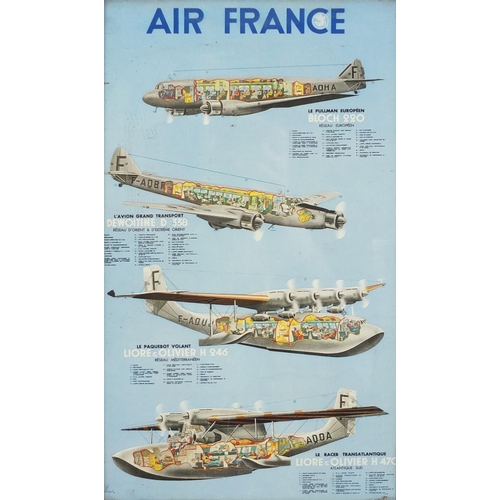 1425 - Seven Air France miniature posters including Orient Extreme, Paris to London, Europe Air France, eac... 