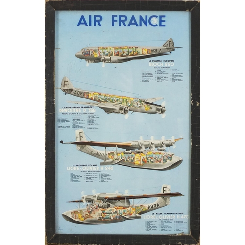 1425 - Seven Air France miniature posters including Orient Extreme, Paris to London, Europe Air France, eac... 