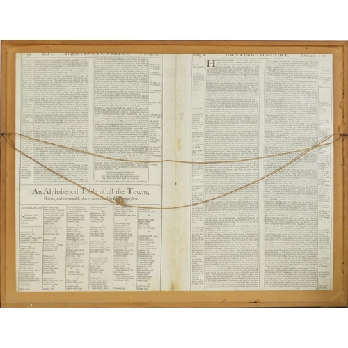 869 - 17th century hand coloured map of Huntingdon by John Speed dated 1662, framed and glazed, 53cm x 40.... 