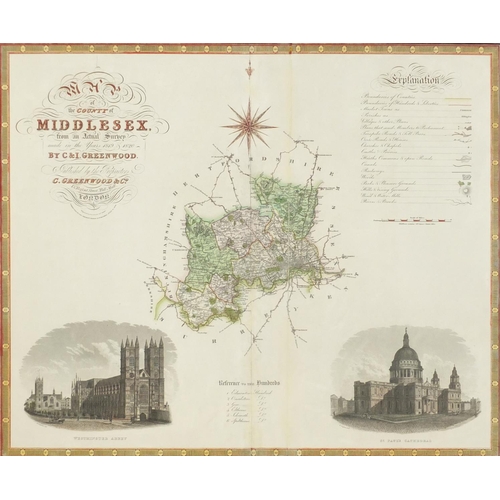 618 - Three antique hand coloured maps of Middlesex including one from an actual survey made in the years ... 