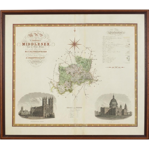 618 - Three antique hand coloured maps of Middlesex including one from an actual survey made in the years ... 