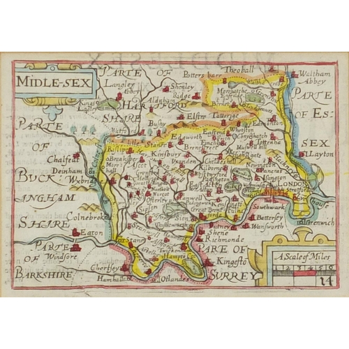 618 - Three antique hand coloured maps of Middlesex including one from an actual survey made in the years ... 