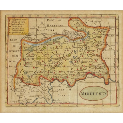 618 - Three antique hand coloured maps of Middlesex including one from an actual survey made in the years ... 