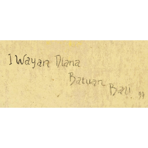 1083 - I Wayan Diana '99 - Butuan Bali, acrylic on canvas, inscribed verso, unframed, 70cm x 50cm