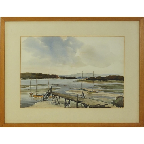 352 - G Gillman 1962 - Chichester Harbour, watercolour, mounted, framed and glazed, 48cm x 34cm