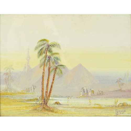 944 - Middle Eastern desert scenes, pair of watercolour and gouaches, each bearing a signature Buckle, fra... 