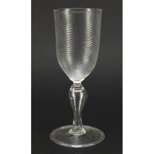 587 - Early 20th century writhen wine glass by Powell, 19cm high