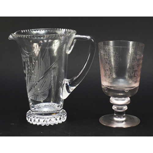 750 - Commemorative glassware including a good Edward VIII Coronation etched jug, Edward VIII Coronation e... 