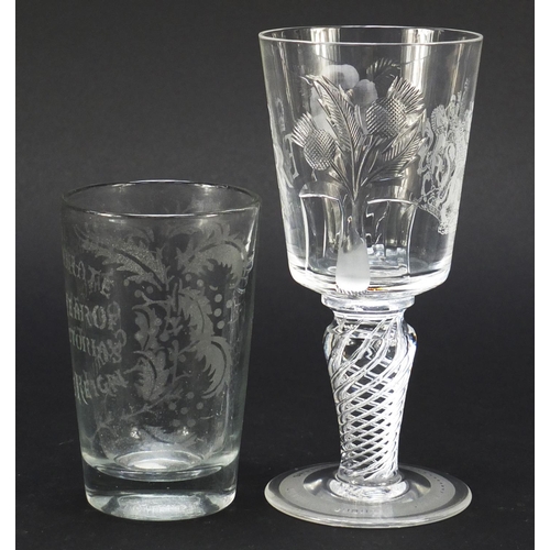 750 - Commemorative glassware including a good Edward VIII Coronation etched jug, Edward VIII Coronation e... 