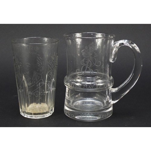 750 - Commemorative glassware including a good Edward VIII Coronation etched jug, Edward VIII Coronation e... 