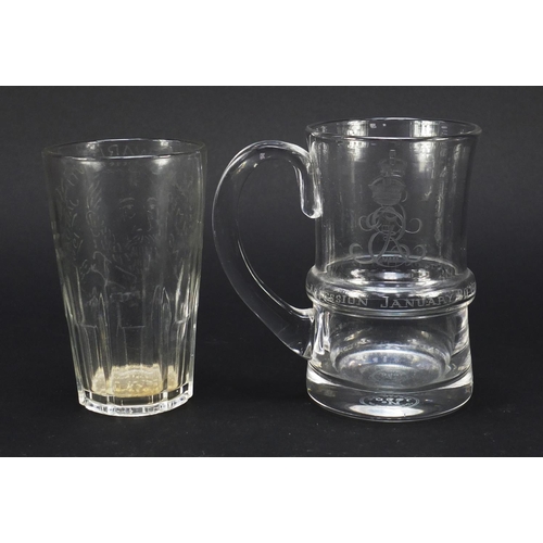 750 - Commemorative glassware including a good Edward VIII Coronation etched jug, Edward VIII Coronation e... 