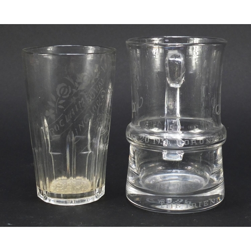 750 - Commemorative glassware including a good Edward VIII Coronation etched jug, Edward VIII Coronation e... 