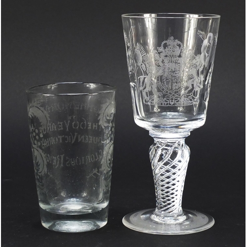 750 - Commemorative glassware including a good Edward VIII Coronation etched jug, Edward VIII Coronation e... 