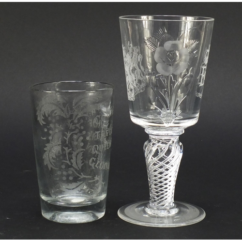 750 - Commemorative glassware including a good Edward VIII Coronation etched jug, Edward VIII Coronation e... 