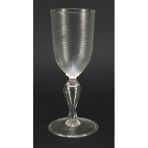 587 - Early 20th century writhen wine glass by Powell, 19cm high