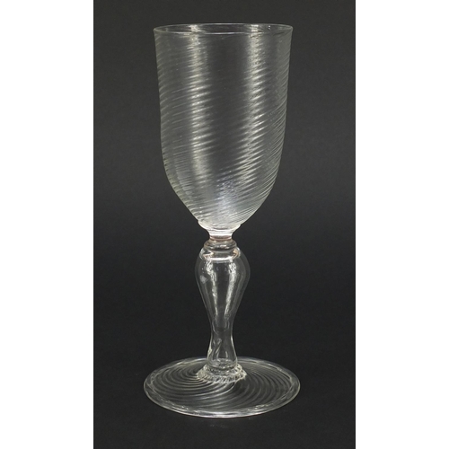 587 - Early 20th century writhen wine glass by Powell, 19cm high