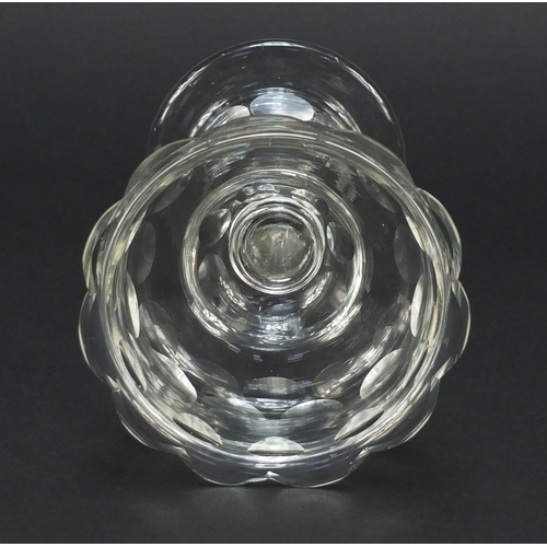 386 - 19th century glass sweetmeat dish with inverted baluster dentated rim and domed foot, 14.5cm high