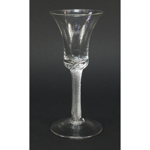 454 - 18th century opaque twist wine glass with bell bowl as illustrated in Discovering Antiques by Eric K... 