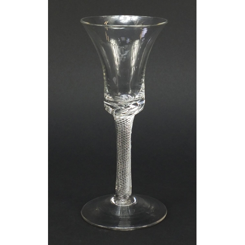 454 - 18th century opaque twist wine glass with bell bowl as illustrated in Discovering Antiques by Eric K... 