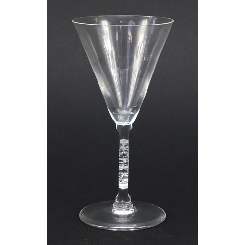 164 - René Lalique Mulhouse wine glass, etched R lalique to the base, 13cm high