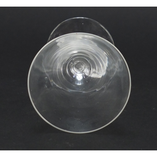 164 - René Lalique Mulhouse wine glass, etched R lalique to the base, 13cm high