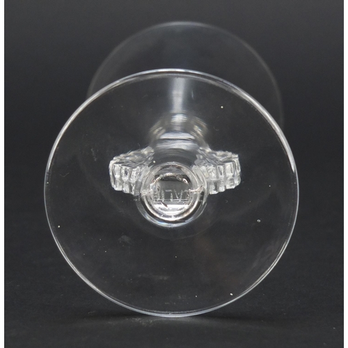 164 - René Lalique Mulhouse wine glass, etched R lalique to the base, 13cm high