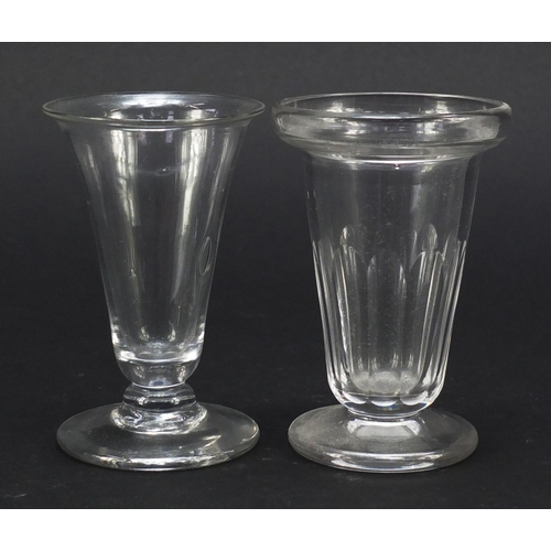 511 - 18th/19th century glassware including three jelly glasses, dram glass with oversewn moulded foot, sm... 