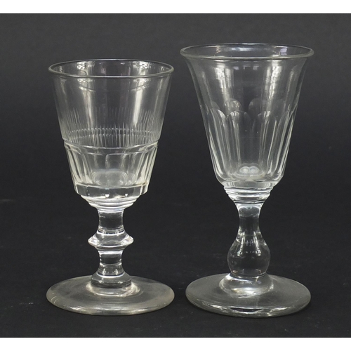 512 - 18th century and later glassware including a Victorian Monteith corrugated bowl with pallet foot,  w... 