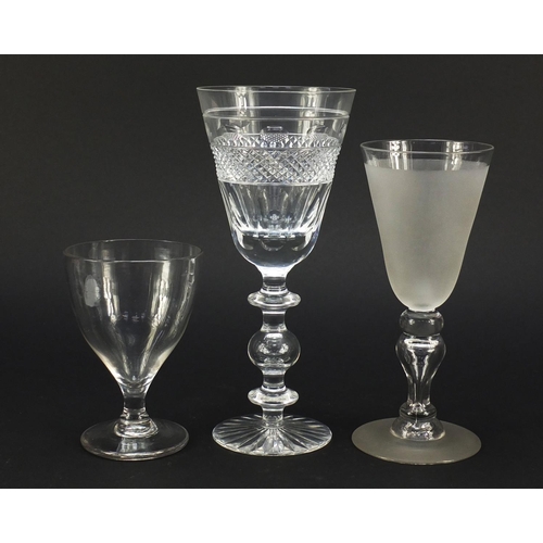 557 - Six 18th century and later glass rummers/goblets including a Cumbria baluster cut example and two wi... 