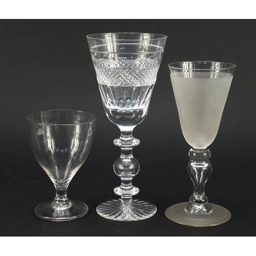 557 - Six 18th century and later glass rummers/goblets including a Cumbria baluster cut example and two wi... 