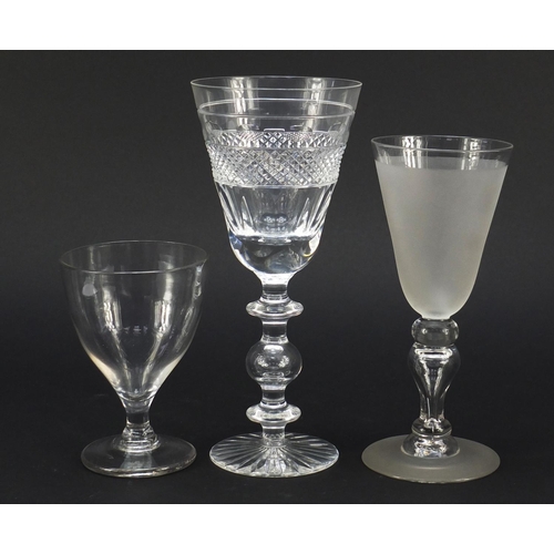 557 - Six 18th century and later glass rummers/goblets including a Cumbria baluster cut example and two wi... 