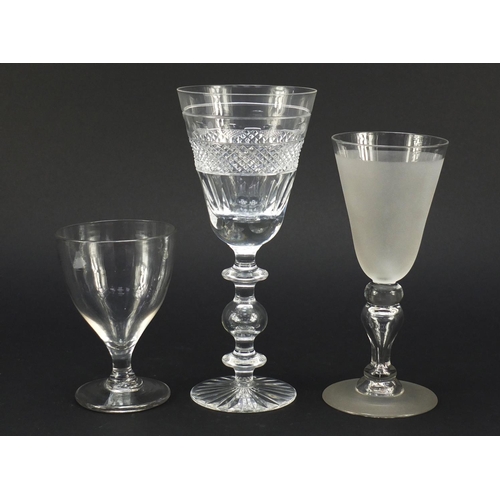 557 - Six 18th century and later glass rummers/goblets including a Cumbria baluster cut example and two wi... 